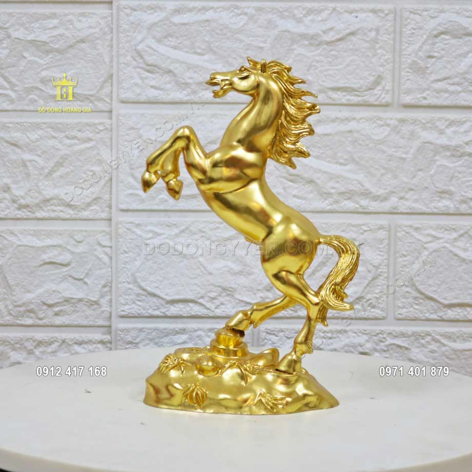 Tượng Ngựa Phong Thủy Bằng Đồng Mạ V&agrave;ng 24K VIP